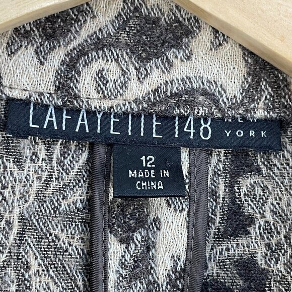 Lafayette 148 New York Womens 12 Wool Blend Brown Floral Knit Jacket - Picture 5 of 12